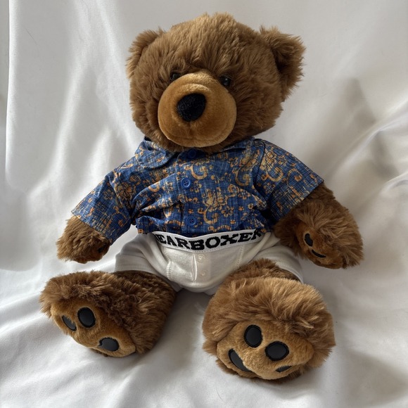 Build A Bear Bearemy Teddy Plush Brown Faux Leather Paw Pads Boxers‎ 15" BAB Vtg - Picture 4 of 10